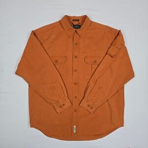 Eddie Bauer Legend Elkhorn Men's Utility Workwear Button Up Shirt L Burnt Orange